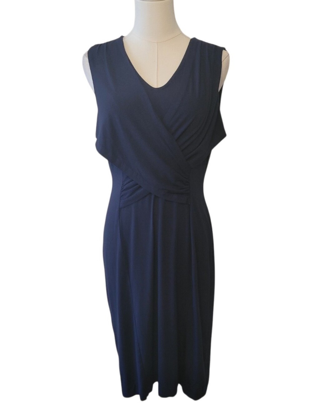 Talbots‎ Black Sleeveless Draped Fit & Flare Dress Size Medium Petite